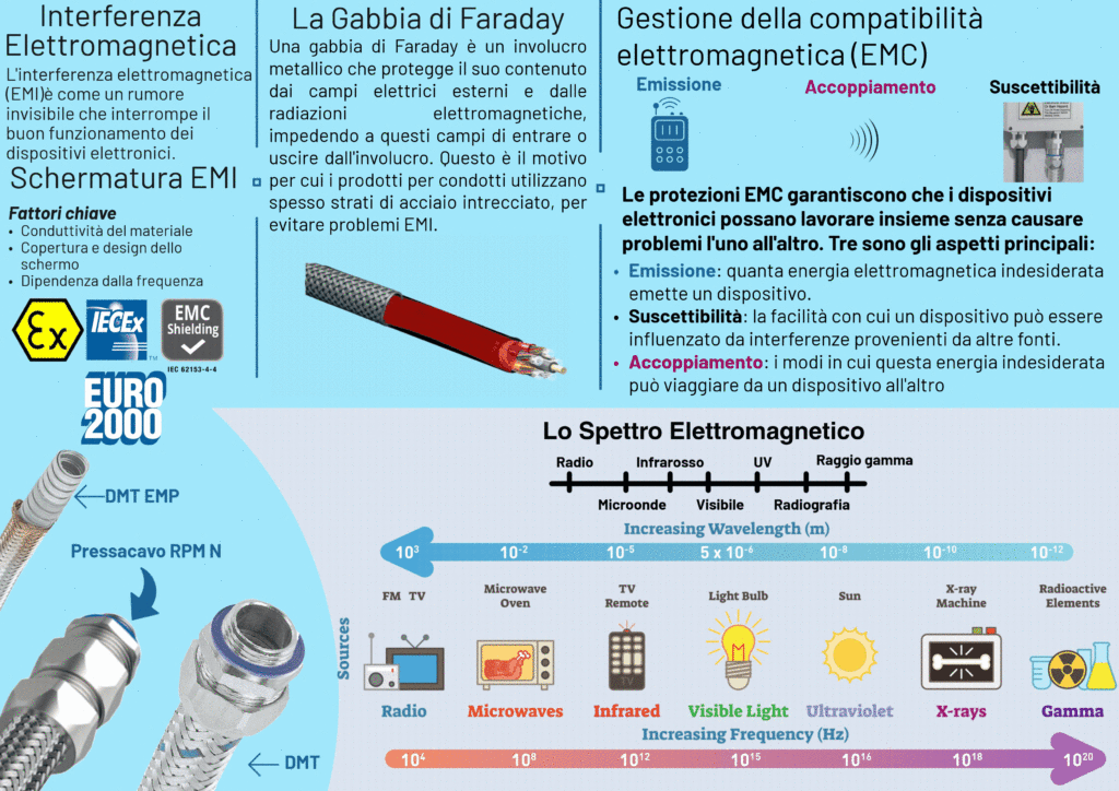 Processo di compatibilità elettromagnetica e spettro elettromagnetico, insieme ai prodotti compatibili Euro2000