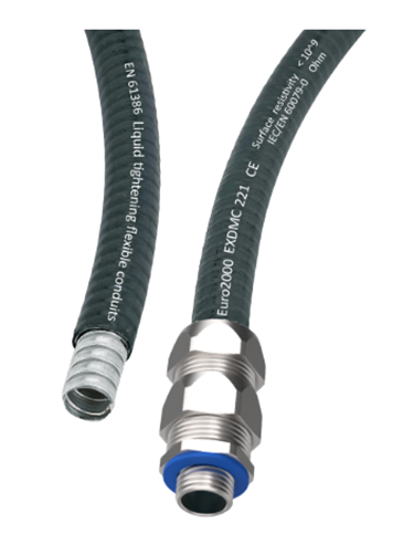 Guaine Ex-DMC da Euro2000 con rivestimento antistatico sullo strato esterno in PVC, collegato a un raccordo RPM-N.